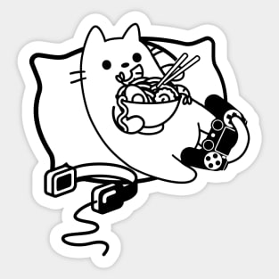 Gamer Cat Ramen Loading Game Paused Sticker